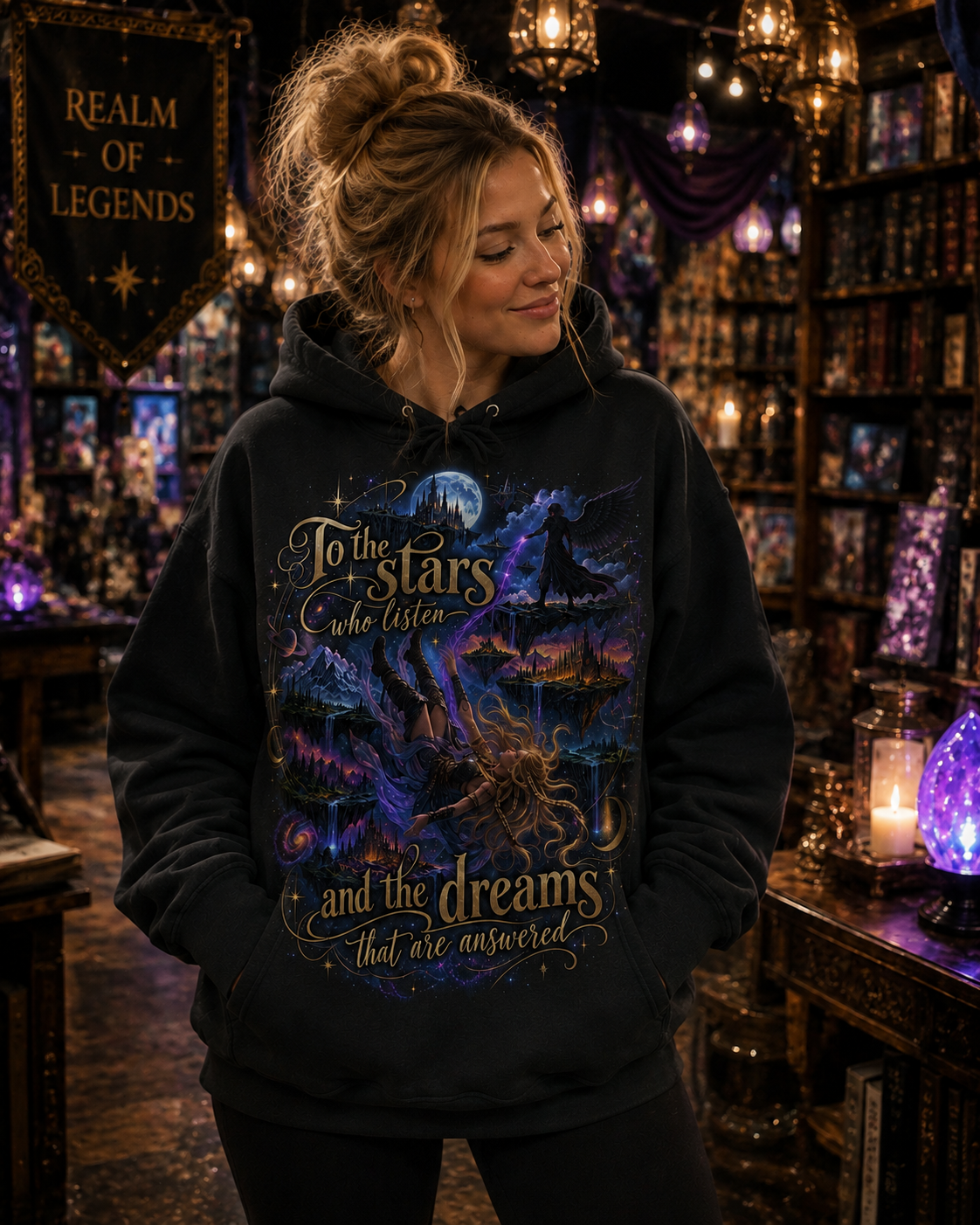 🌙 To the Stars Who Listen — Fantasy Hoodie