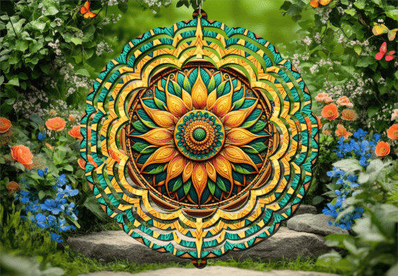 Mandala Sunflower Wind Spinner