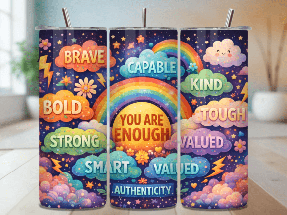You Are Enough Rainbow Mental Health Tumbler