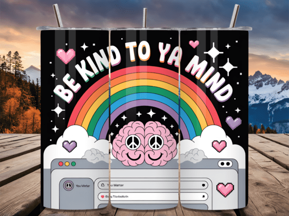 Be Kind to Your Mind Rainbow Mental Health Tumbler