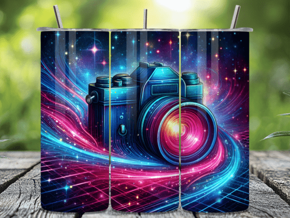 Neon Galaxy Camera Tumbler