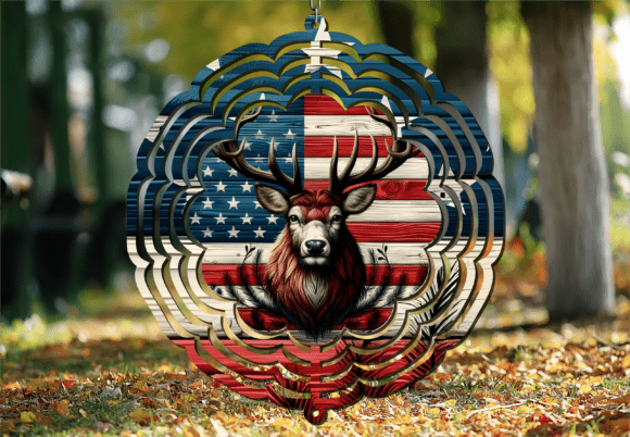 Patriotic Buck Wind Spinner