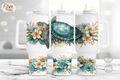 🐢🌊 Sea Turtle Floral Tumbler
