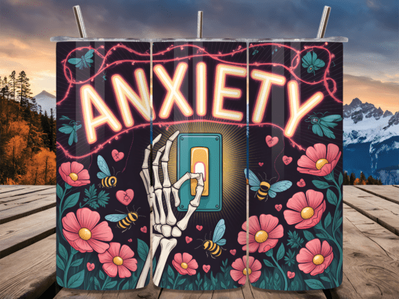 Anxiety Floral Skeleton Tumbler