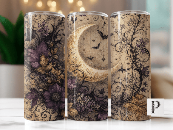 🌙🦇 Gothic Moon & Bats 20 oz Tumbler
