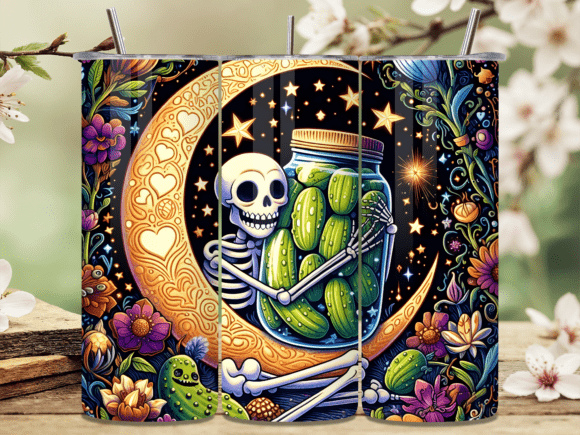 🥒💀 Spooky Skeleton Pickle Tumbler