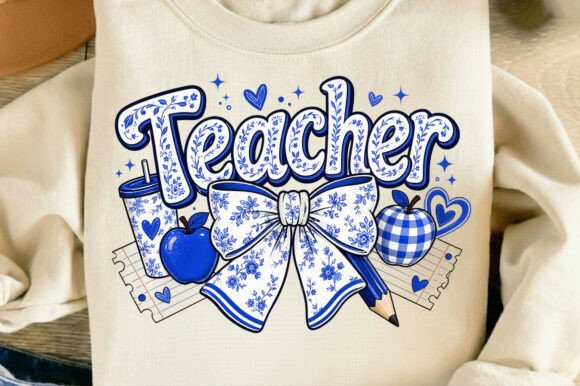 Teacher Floral Bow Sweatshirt