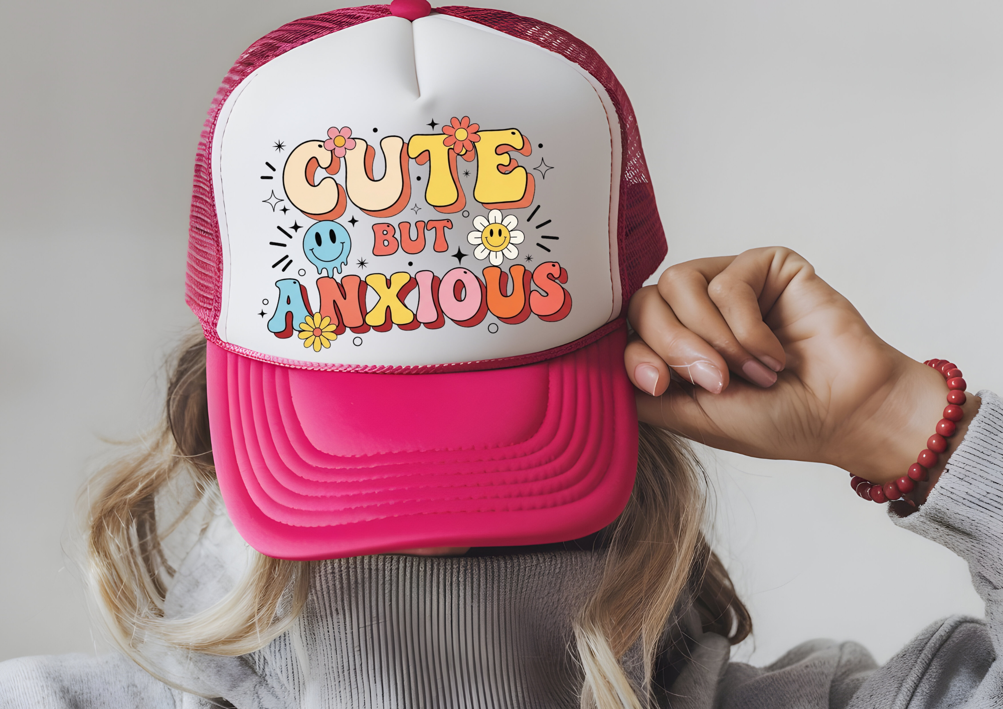 Cute but Anxious Trucker hat