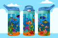 aquatic scene 12 oz Water bottle lid colors may very