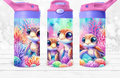 Pastel Sea Turtle 12 oz Water Bottle - Lid Color May Very