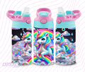 Unicorn 12 oz Water Bottle - Lid Color May Very