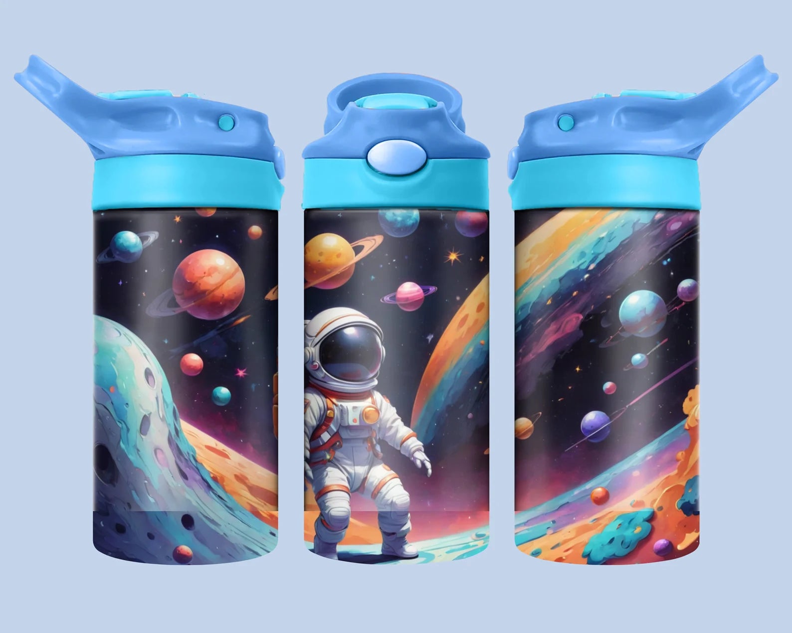 Astronaut 12 oz Soft flip lid water bottle Lid Colors may vary