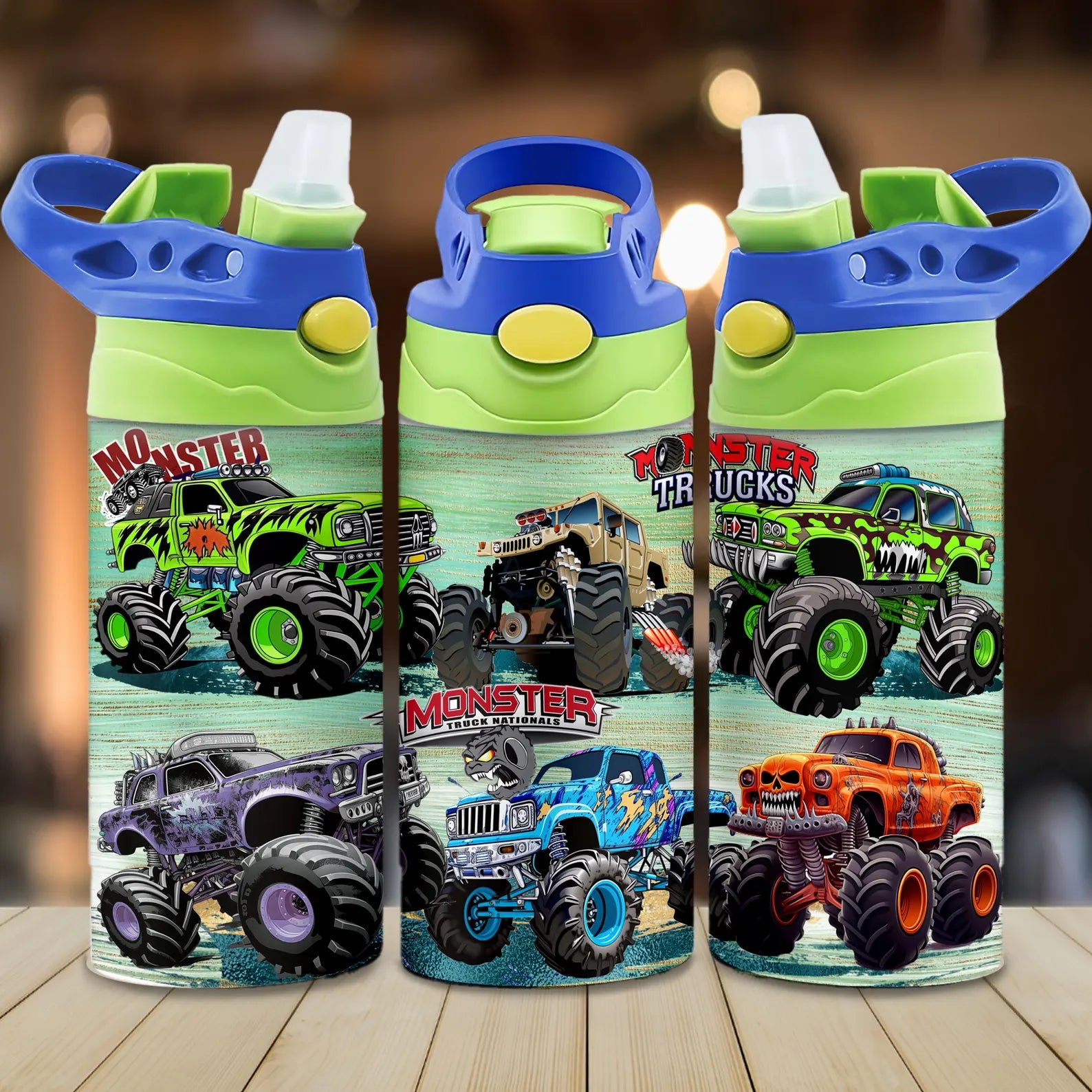 Moster Truck 12 OZ Water Bottle - Lid Color May Very