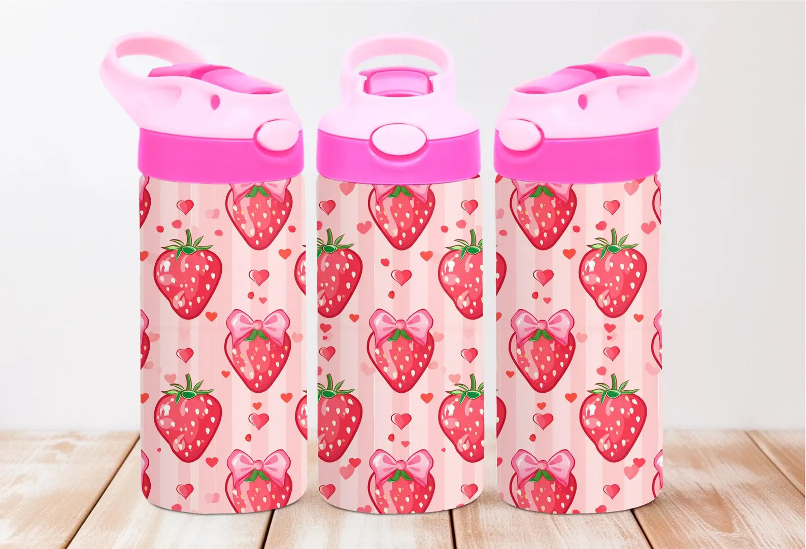 Strawberry 12 oz Water bottle lid colors may very